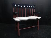 Decorative Stars and Stripes Mini Doll Deacons Bench