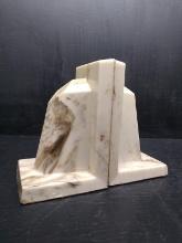 Pair Polished Marble Bookends
