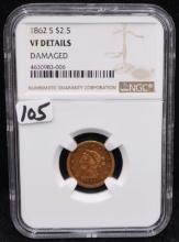 1862 $2 1/2 LIBERTY HEAD GOLD COIN