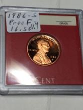 Lincoln Cent 1986 S Proof Red Cameo In Hard Plastic Case 70?