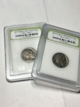 Slabbed Buffalo Nickels Lot Of 2