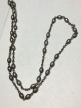 Antique Sterling Silver Beaded Chain Necklace 12 Grams