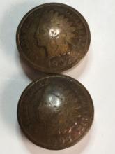 Indian Cent Antique Buttons Set Of 2