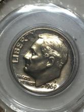1969 S Roosevelt Dime In Protector 