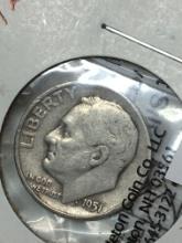 1951 P Roosevelt Silver Dime In Protector 