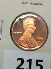 1985 S Lincoln Memorial Cent Coin  Proof
