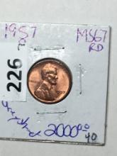 1957 P Lincoln Wheat Cent Coins 