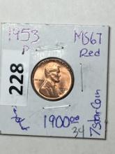 1953 P Lincoln Wheat Cent Coins 