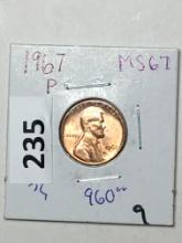 1967 P  Lincoln Memorial Cent Coin 
