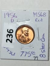 1956 D Lincoln Memorial Cent Coin 