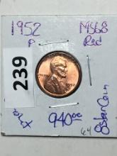 1952  P Lincoln Wheat Cent Coins 