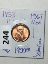1953 P Lincoln Wheat Cent Coin 