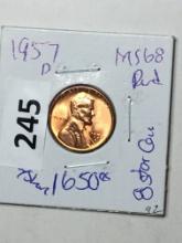 1957 D Lincoln Wheat Cent Coin 