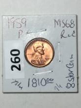 1959 P Lincoln Memorial Cent Coin 