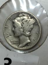 1941 P Silver Mercury Dime