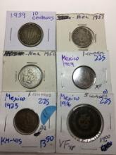 (6) Coins Of Mexico