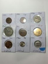 (9) Coins Of Ireland
