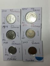 (6) Coins Of Ecuador