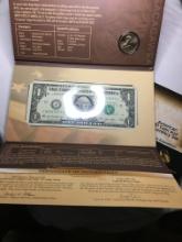 U S Mint Lewis And Clark Expo Gold Dollar And 1 Dollar Bill Sacagawea
