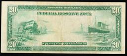 1914 $20 Large Size Blue Seal Federal Resrve Note Grades Select AU Atlanta