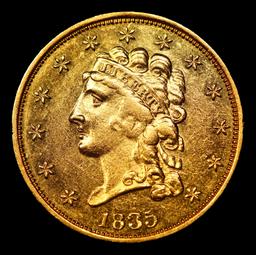 ***Auction Highlight*** 1835 Classic Head Quarter Eagle Gold $2 1/2 Graded ms63+ By SEGS (fc)