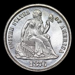 ***Auction Highlight*** 1876-p Seated Liberty Dime 10c Graded ms67 By SEGS (fc)