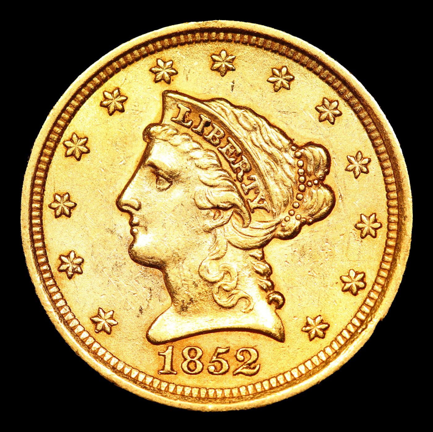 ***Auction Highlight*** 1852-p Gold Liberty Quarter Eagle 2.5 Graded ms63 BY SEGS (fc)