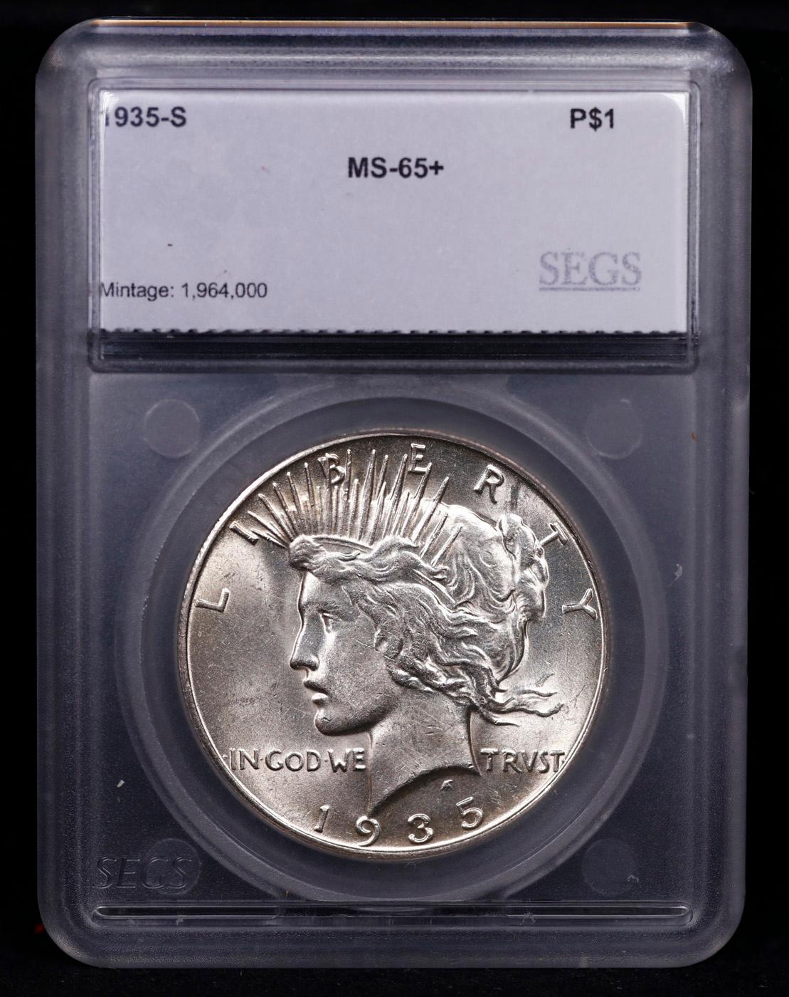 ***Auction Highlight*** 1935-s Peace Dollar 1 Graded ms65+ By SEGS (fc)