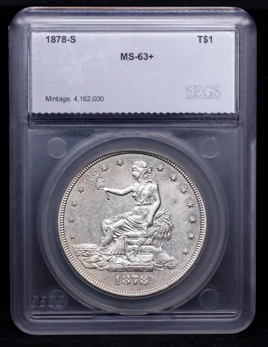 ***Auction Highlight*** 1878-s Trade Dollar 1 Graded ms63+ By SEGS (fc)