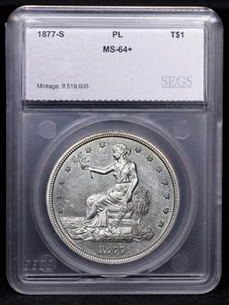 ***Auction Highlight*** 1877-s Trade Dollar TOP POP! 1 Graded ms64+ PL By SEGS (fc)