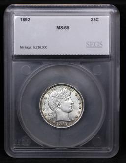 ***Auction Highlight*** 1892-p Barber Quarter 25c Graded ms65 By SEGS (fc)