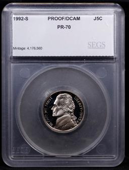 Proof 1992-s Jefferson Nickel 5c Graded pr70 DCAM BY SEGS