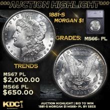 ***Auction Highlight*** 1881-s Morgan Dollar 1 Graded ms66+ PL BY SEGS (fc)