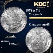1878-p 7tf Morgan Dollar 1 Grades Select Unc