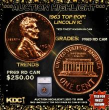 Proof 1963 Lincoln Cent TOP POP! 1c Graded pr69 rd cam By SEGS