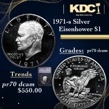 Proof 1971-s Silver Eisenhower Dollar $1 Graded pr70 dcam By SEGS
