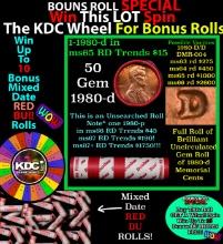 CRAZY Penny Wheel Buy THIS 1980-d solid Red BU Lincoln 1c roll & get 1-10 BU Red rolls FREE WOW