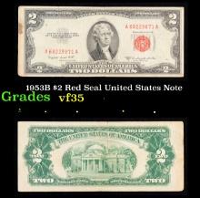 1953B $2 Red Seal United States Note Grades vf++