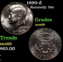 1990-d Kennedy Half Dollar 50c Grades GEM+ Unc