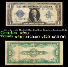 1923 Speelman/White $1 large size Blue Seal Silver Certificate Grades vf++