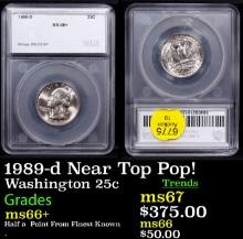 1989-d Washington Quarter 25c Graded ms66+ By SEGS