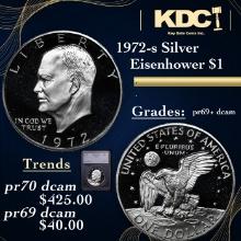 Proof 1972-s Silver Eisenhower Dollar 1 Graded pr69+ dcam By SEGS