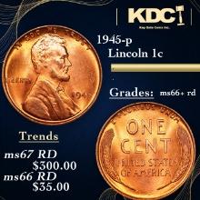 1945-p Lincoln Cent 1c Grades GEM++ RD