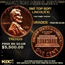 Proof ***Auction Highlight*** 1961 Lincoln Cent TOP POP! 1c Graded pr69 rd dcam By SEGS (fc)