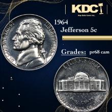 Proof 1964 Jefferson Nickel 5c Grades GEM++ Proof Cameo