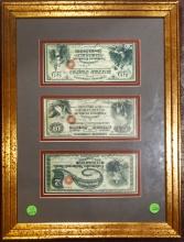 Colorado National Bank of Denver Treasury: Framed Intaglios Featuring $2, $10, and $20 Banknotes