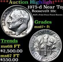 ***Auction Highlight*** 1975-d Roosevelt Dime Near Top Pop! 10c Graded Gem++ FT By USCG (fc)