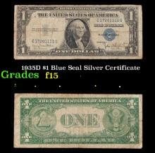 1935D $1 Blue Seal Silver Certificate Graded f+