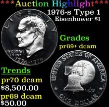Proof ***Auction Highlight*** 1976-s Type 1 Eisenhower Dollar $1 Graded pr69+ dcam BY SEGS (fc)