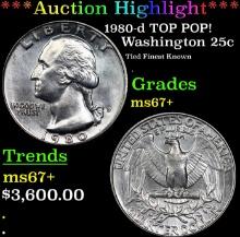 ***Auction Highlight*** 1980-d Washington Quarter TOP POP! 25c Graded ms67+ BY SEGS (fc)